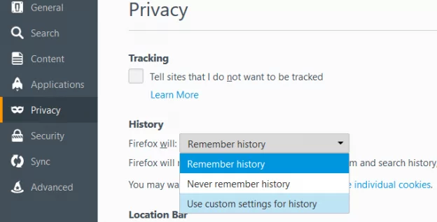 adlock-how to block third party cookies in mozilla - custom settings for history